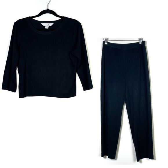Ming Wang Black Top and Pant Set EUC